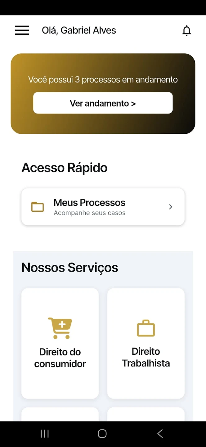 Detalhe do processo com timeline no app DAP