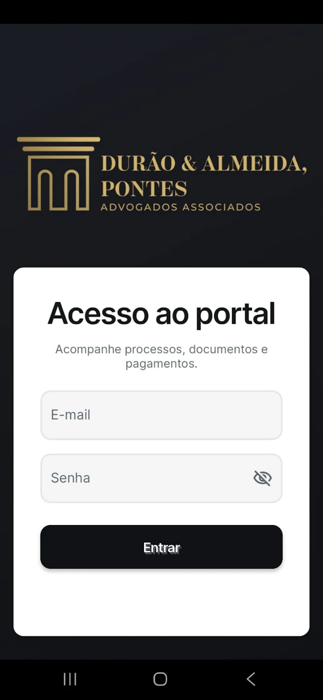Tela inicial do app DAP com processos em andamento